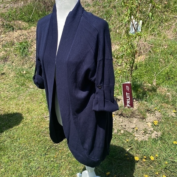 DUE Per Due Blue Open Front Cardigan size L NWT - Picture 3 of 8